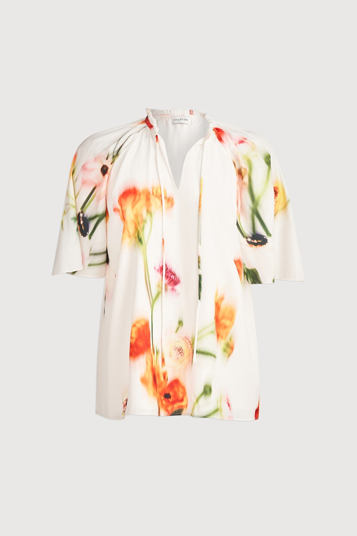 Halston | Levine Top In Printed Habotai | Chalk Blurred Floral