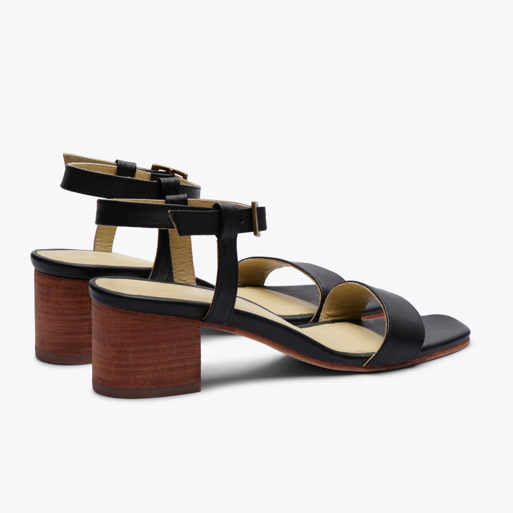 Lucia Block Heel Sandal Black Women's Leather Sandal Nisolo