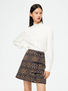 Ethnic Printed Skirt | Navy