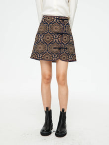 Ethnic Printed Skirt | Navy