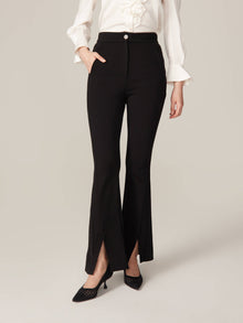 High-Waisted Bottom Cut Pant | Black
