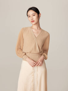 V-Neck Knit Top | Beige