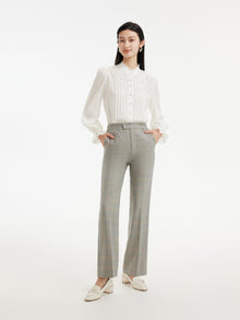 Silk Pleated Sleeve Shirt | White