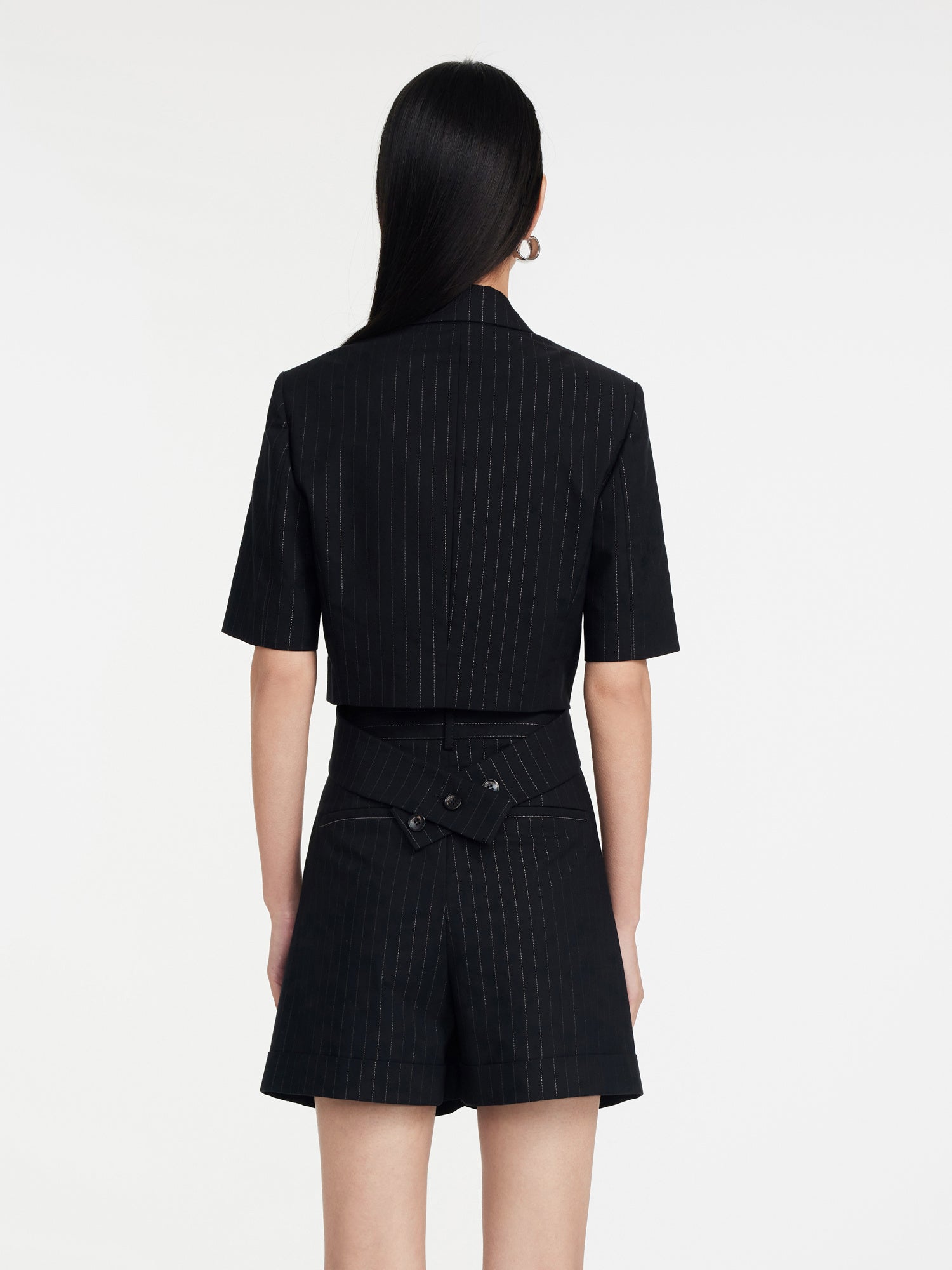 Short Sleeve double-Breasted Top | Black