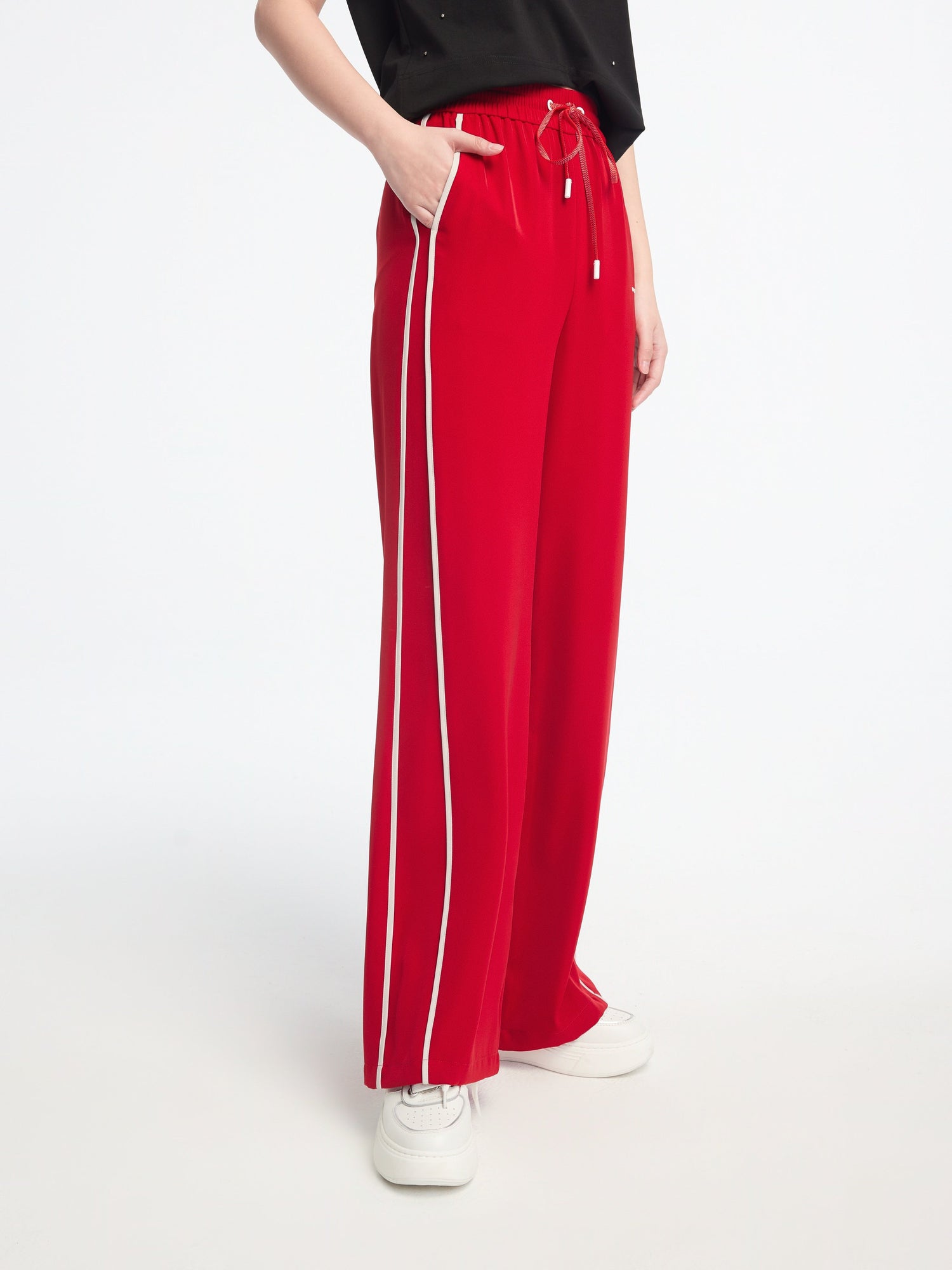 High-Waisted Wide-Leg Pants | Red