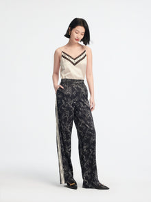 Patterned High-Waisted Wide-Leg Pant | Black