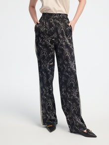 Patterned High-Waisted Wide-Leg Pant | Black