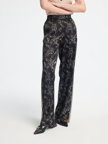 Patterned High-Waisted Wide-Leg Pant | Black