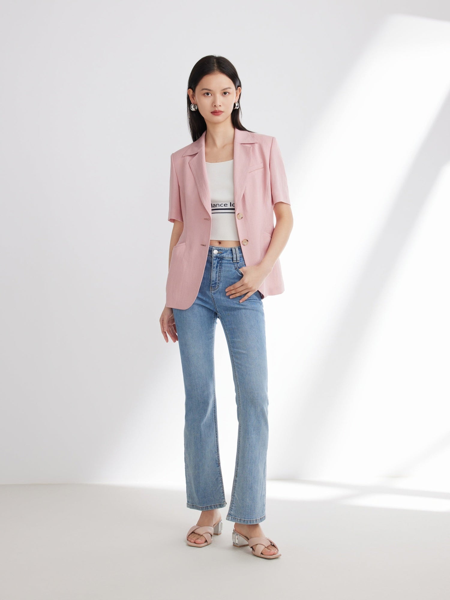 Short Sleeve Blazer | Pink
