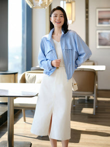 Stand-up Collar Sun Protection Jacket | Blue