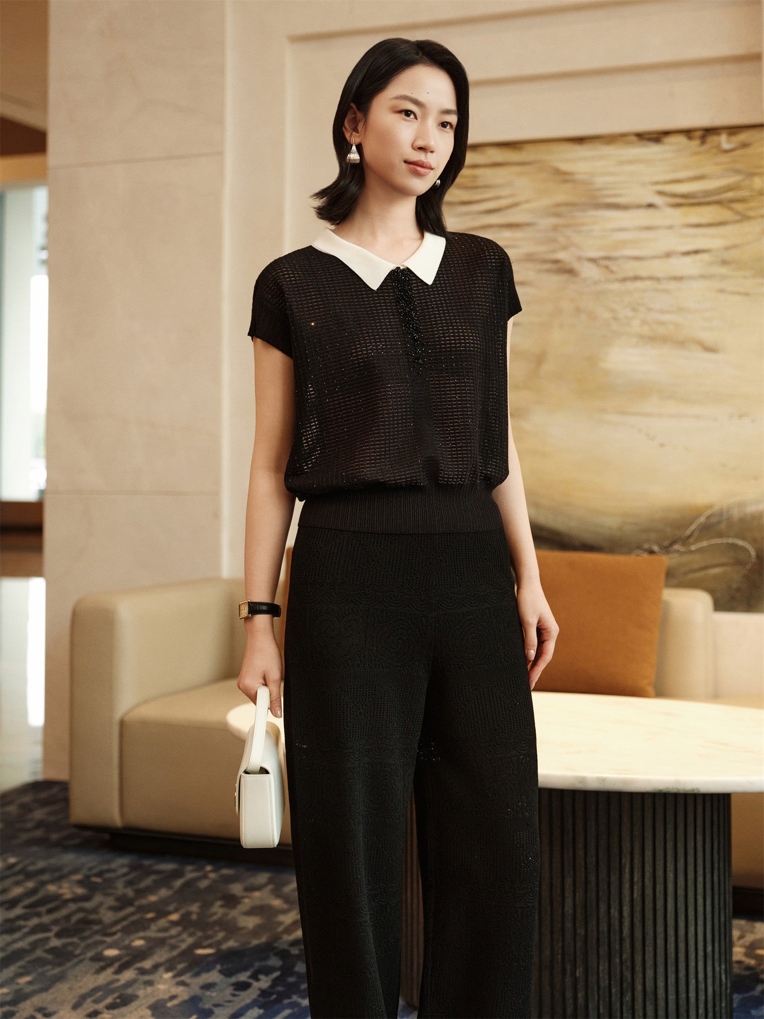 Mulberry Silk Starry Sky Blouse | Black