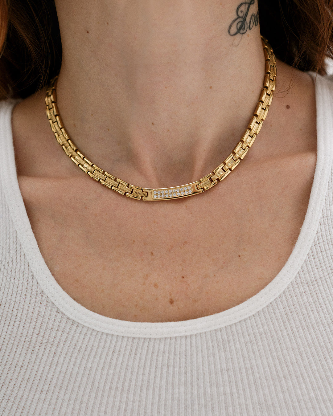 Joni Necklace | Cubic Zirconia | Gold