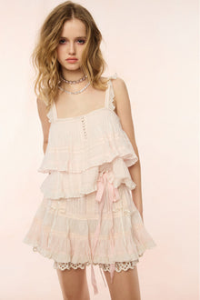 Novalee Cotton Peplum Ruffle Top | Tea Rose Pink