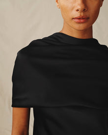 Womens | The Knotted Satin Top | Black
