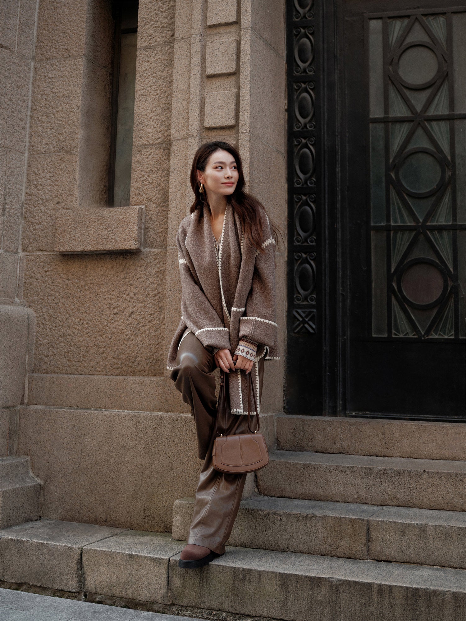 Yak Cashmere Loop Knit Coat | Camel