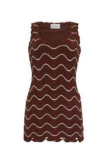 Orel Mini Dress | Brown Ivory Wave Multi Crochet