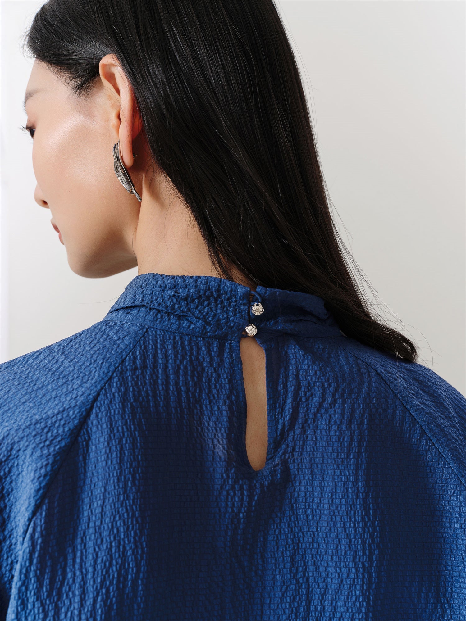 Silk Long-Sleeve Shirt | Navy
