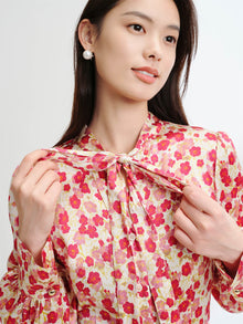 Silk Waist-Cinching Dress | Red