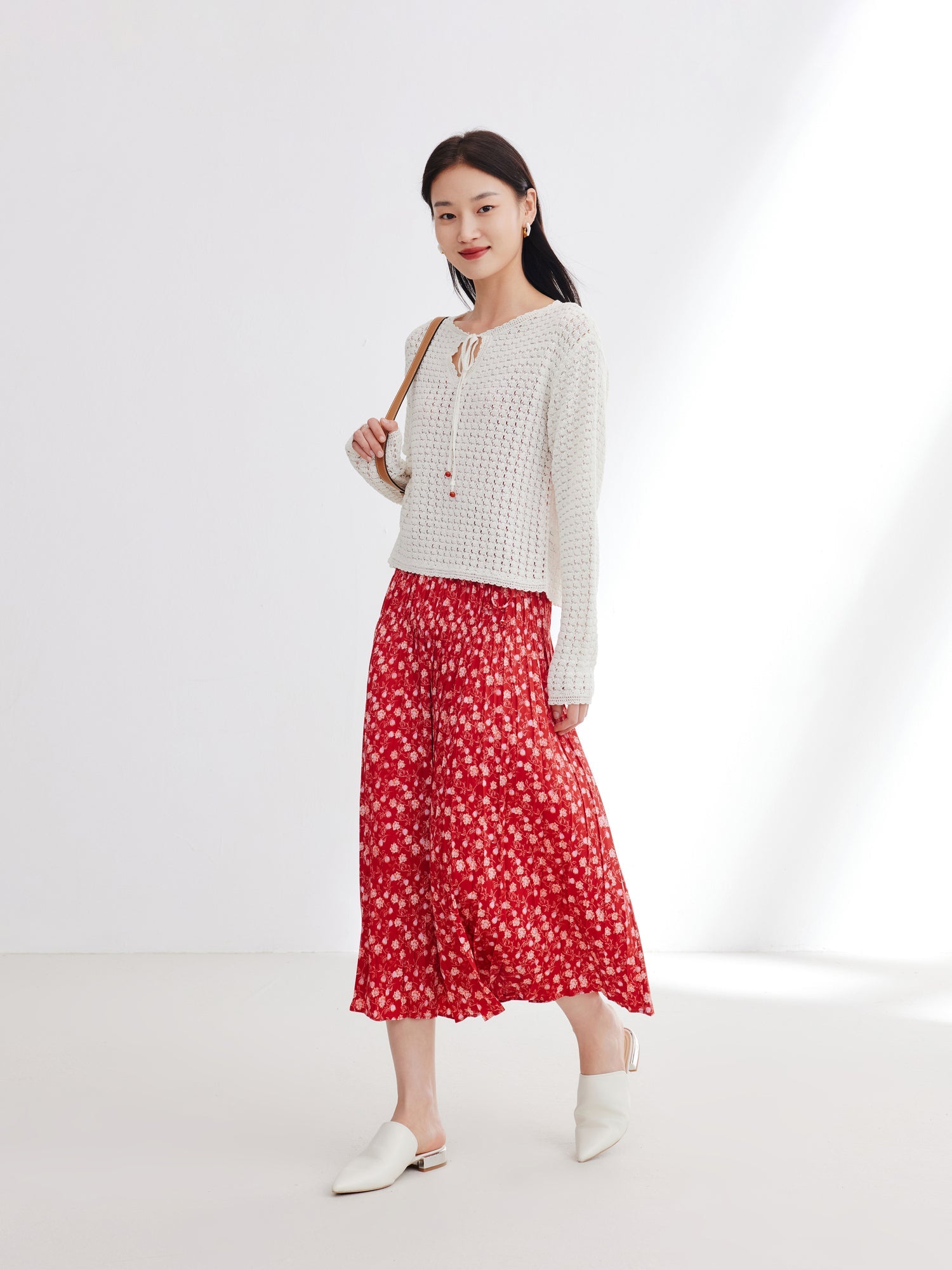 Traditional Chinese Style Floral Suspenders Dress | Red