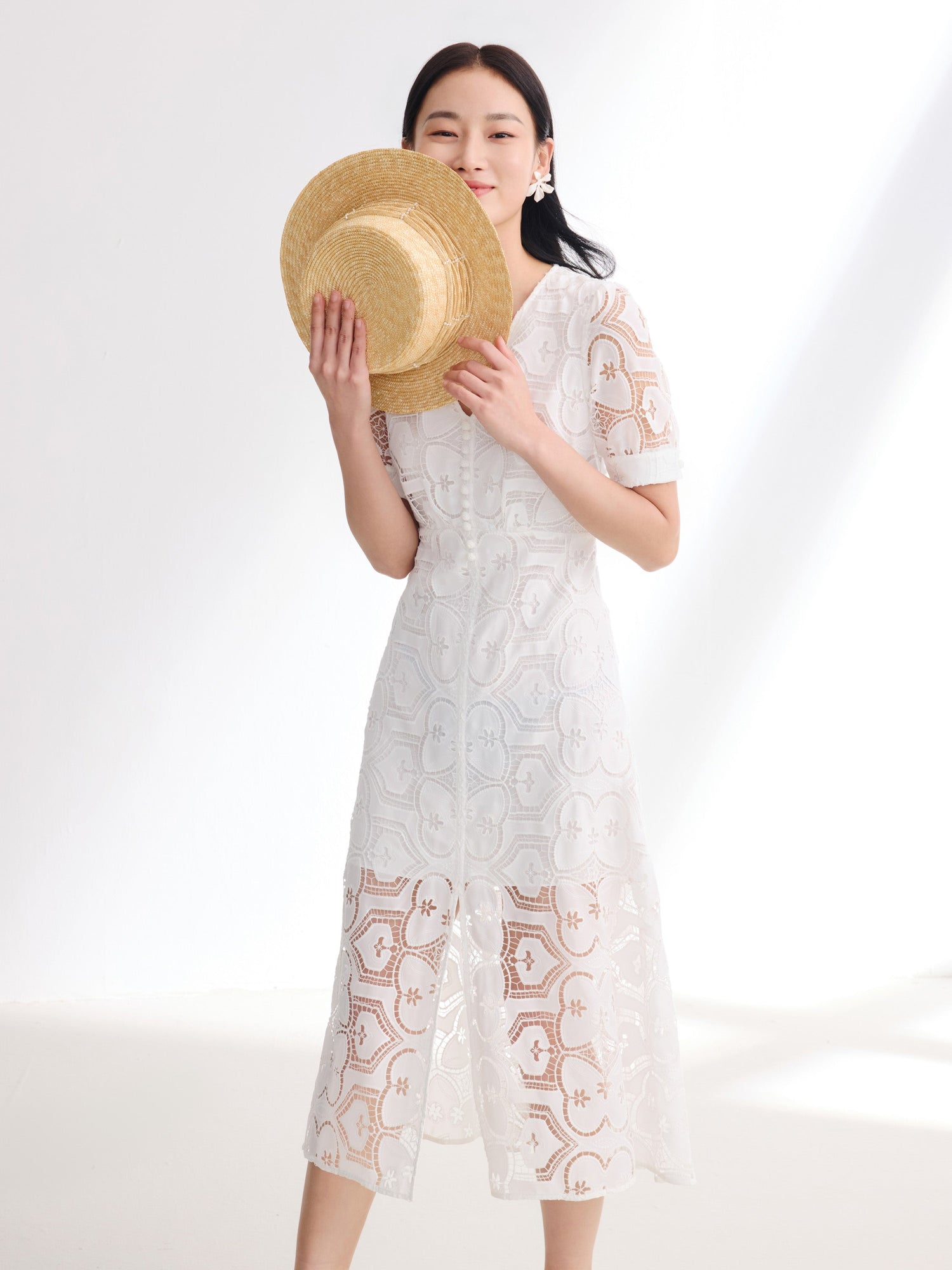V-Neck Dress | White