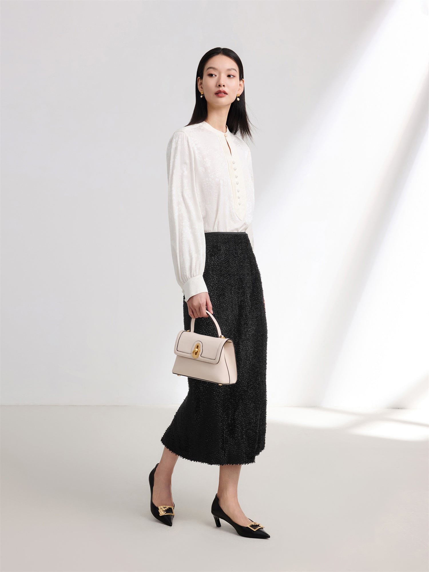 Straight Silk Skirt | Black