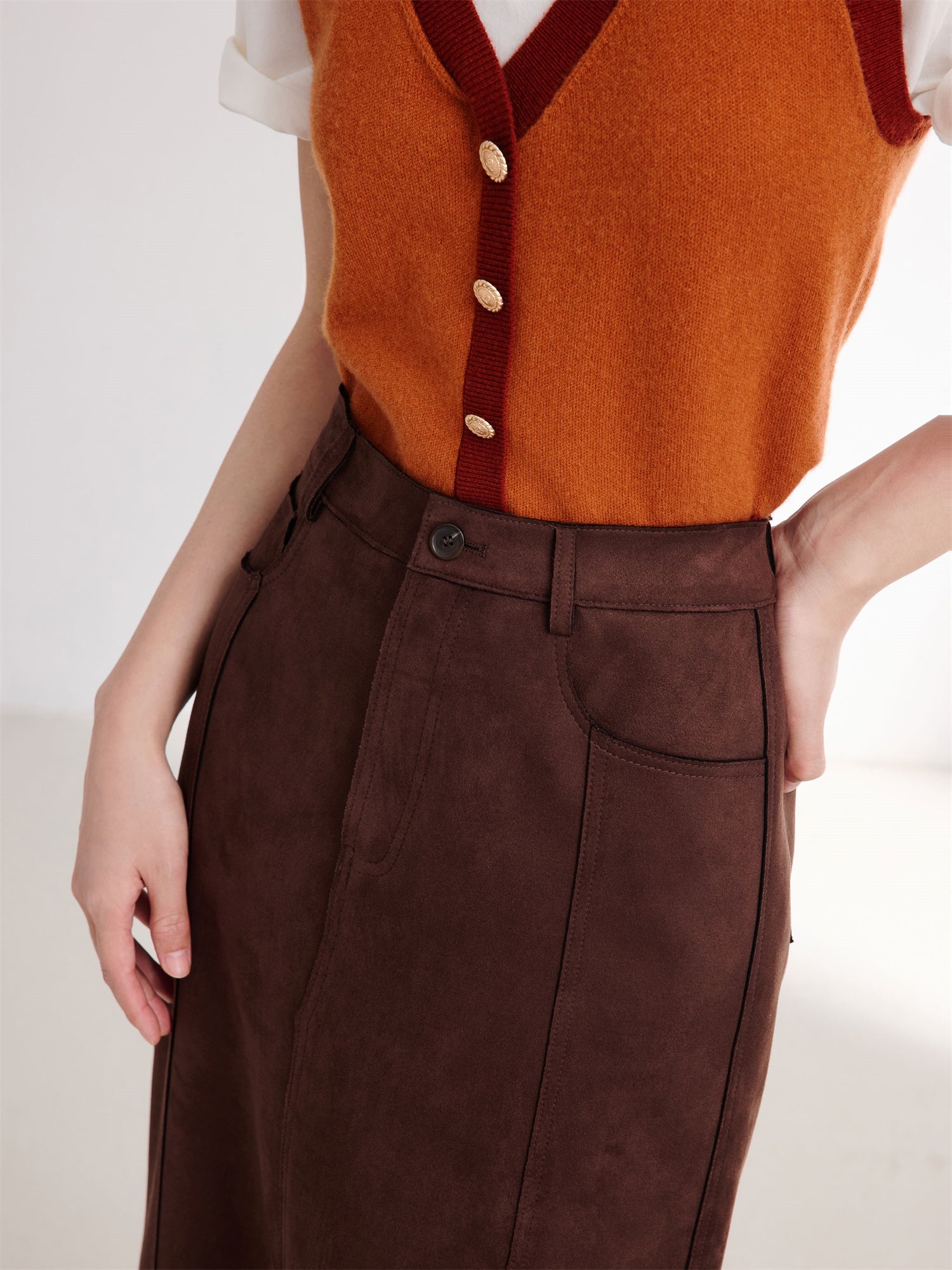 Pocket Style Maxi Skirt | Brown