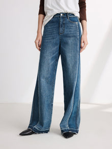 Wide-Leg Denim Trousers | Blue