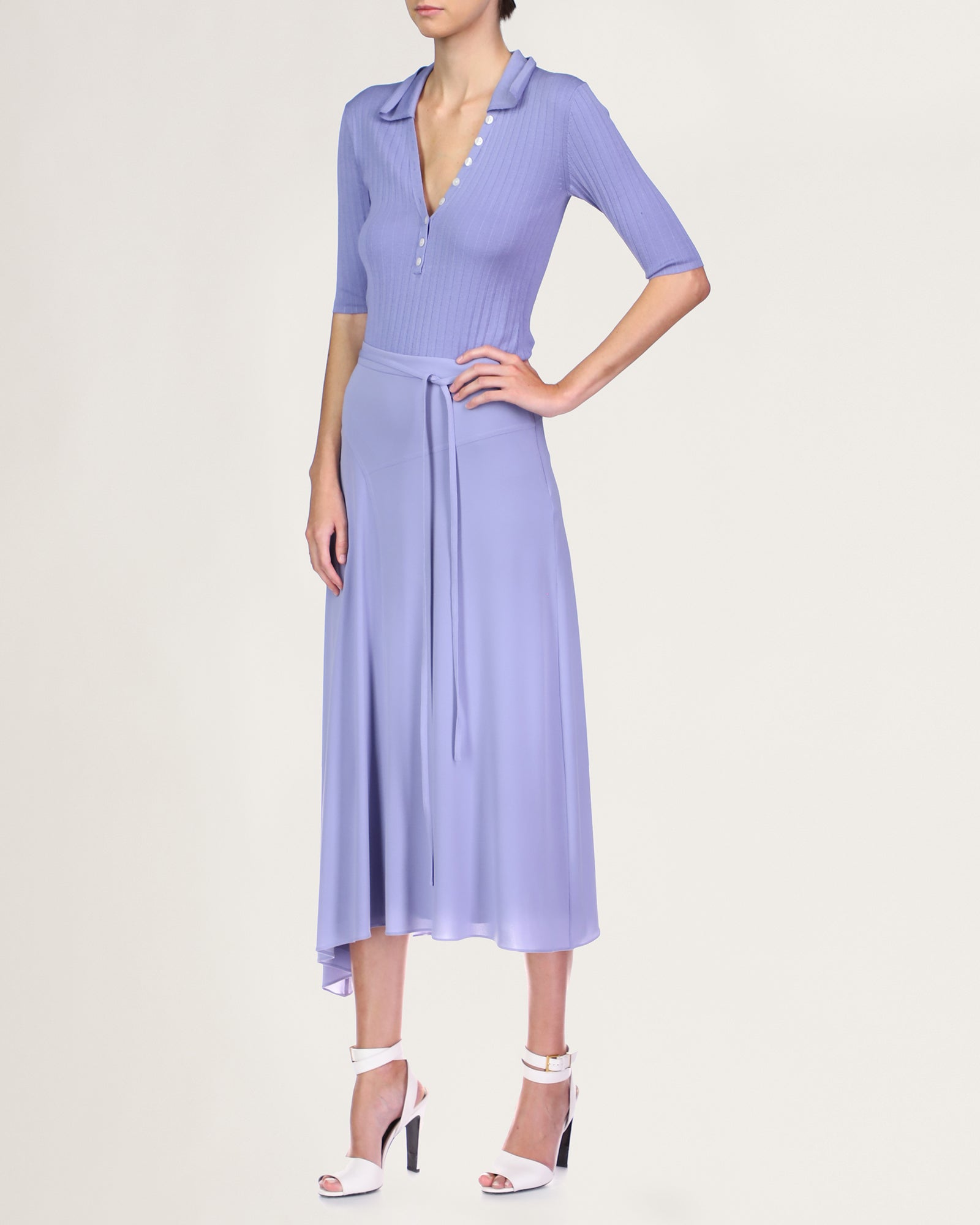 Halston | James Rib Knit Henley | Lavender
