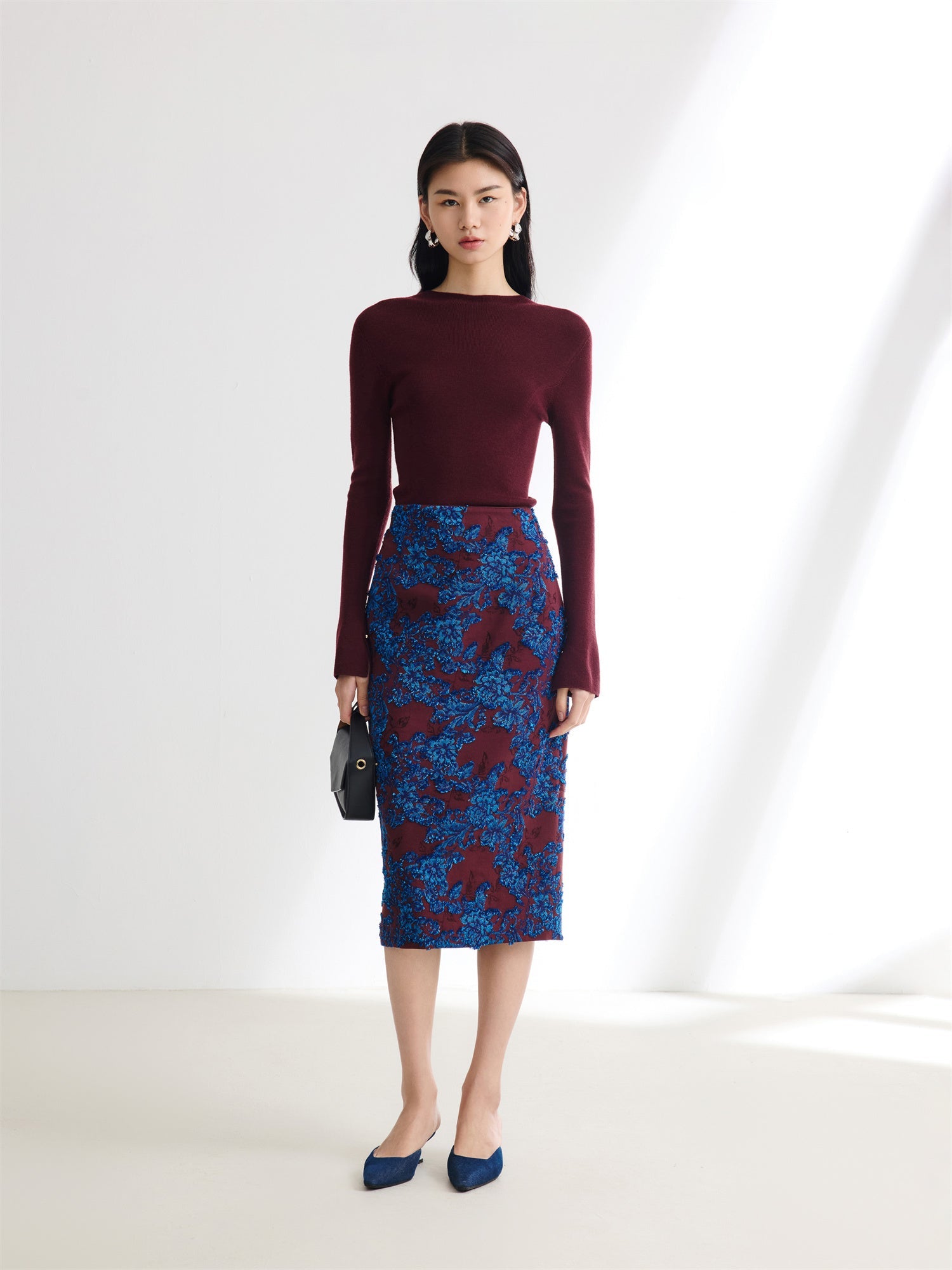 Elegant Pencil Skirt | Wine Red