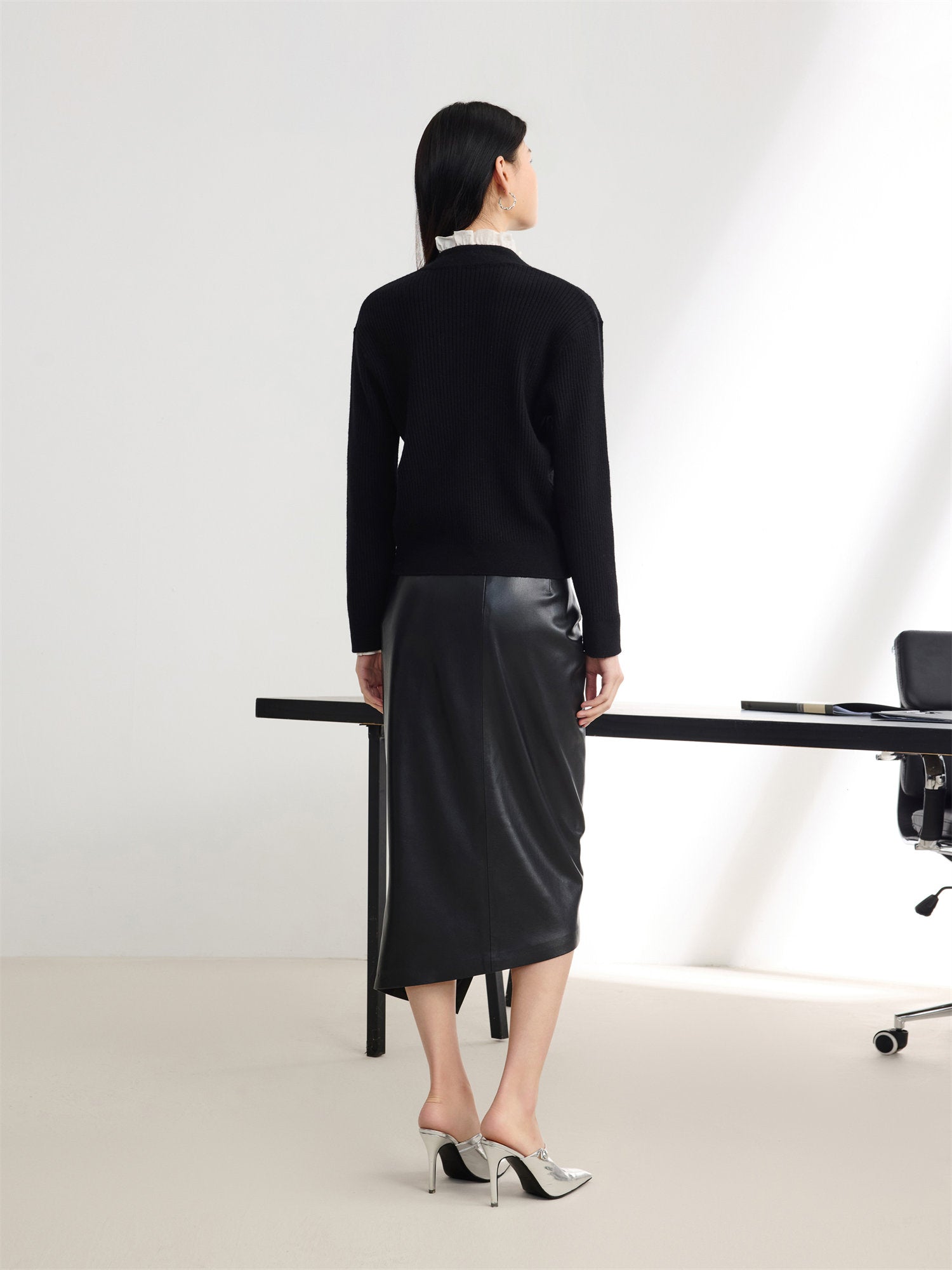 Pure Wool Knitted Cardigan | Black