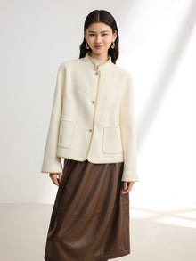 Wool Stand Collar Coat | Beige