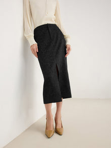 Front-Slit Maxi Skirt | Black