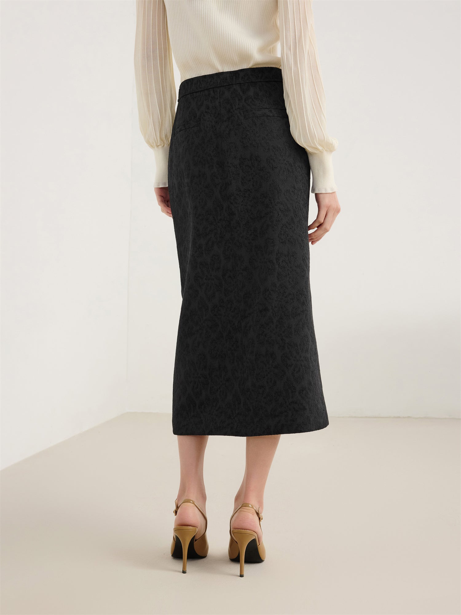 Front-Slit Maxi Skirt | Black