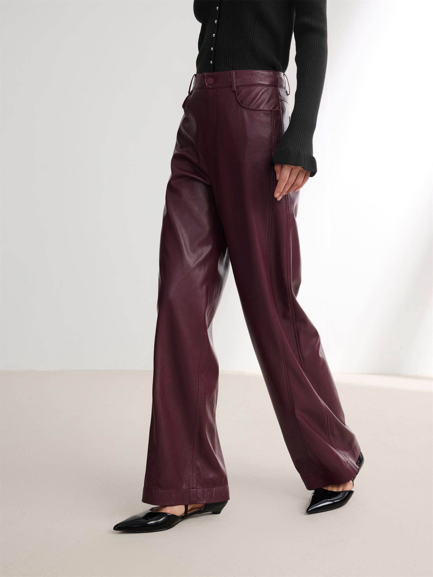 Faux Leather Pant | Wine Red