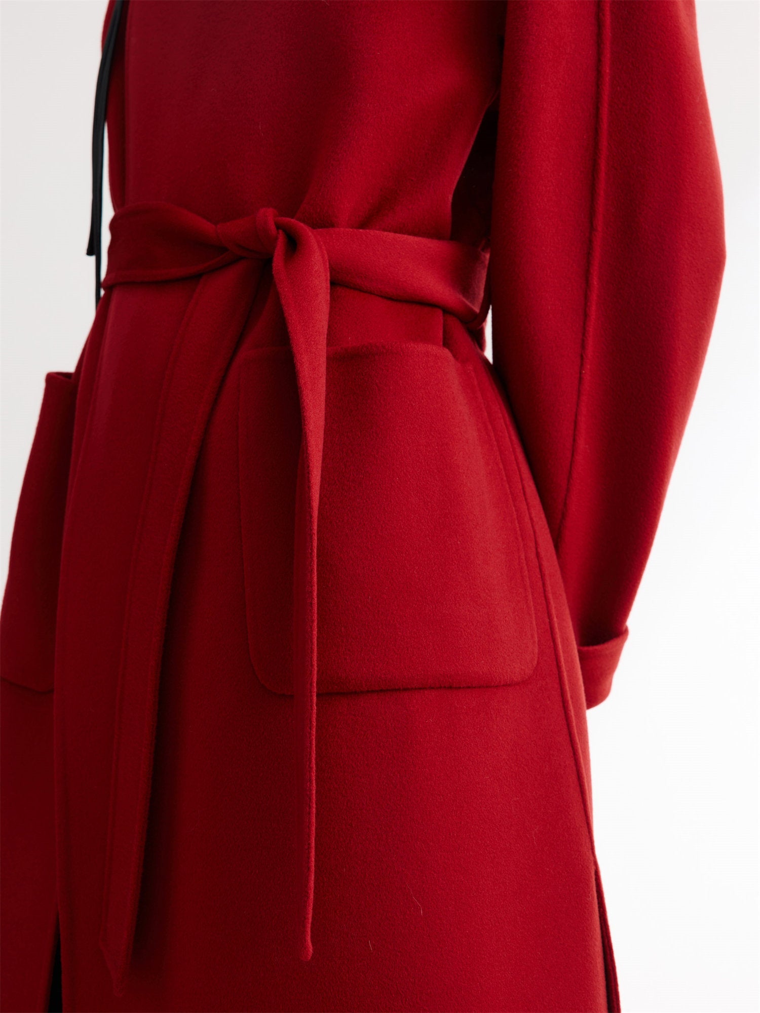 Cashmere-Wool Double-Faced Coat | Red