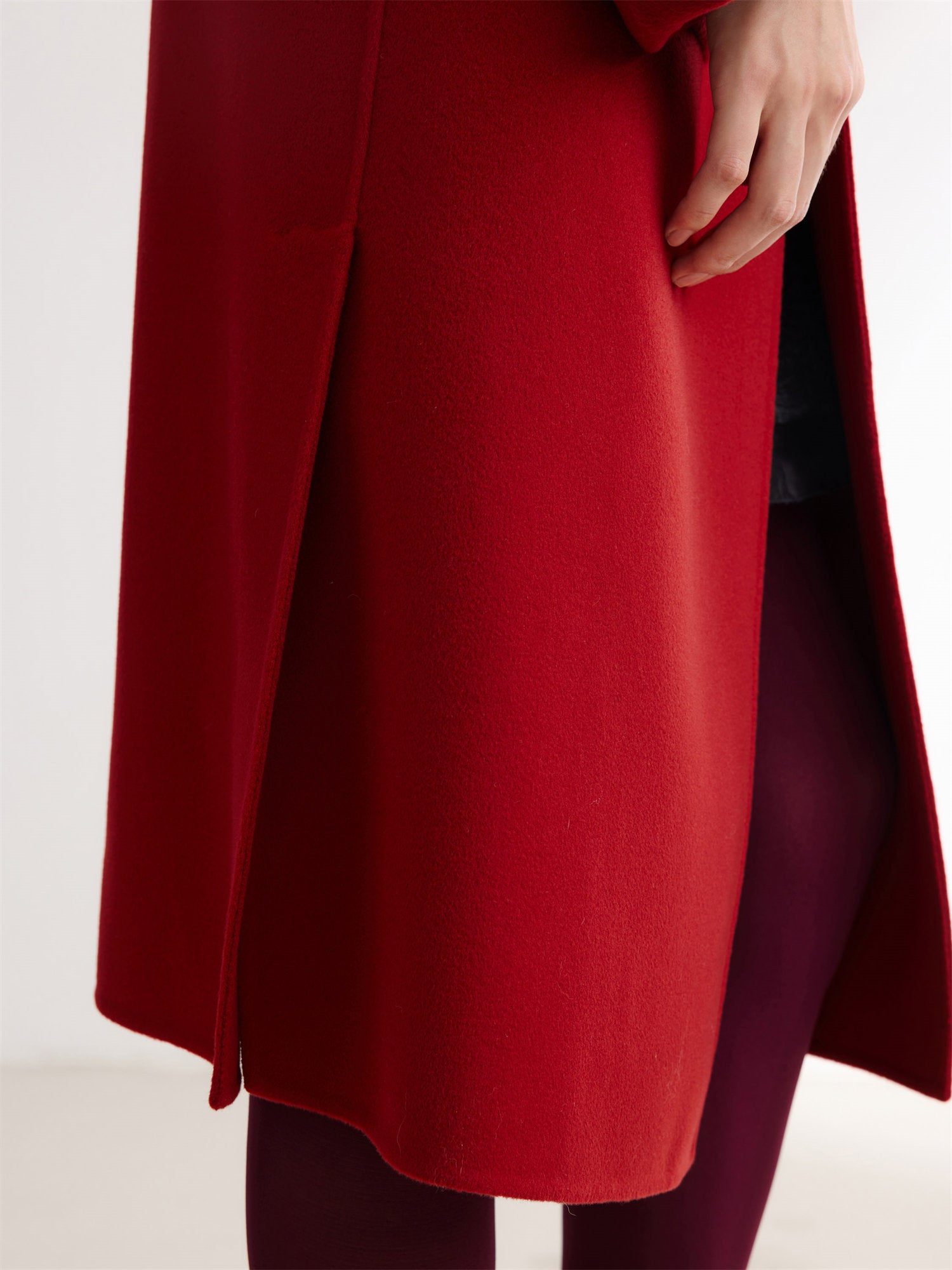 Cashmere-Wool Double-Faced Coat | Red