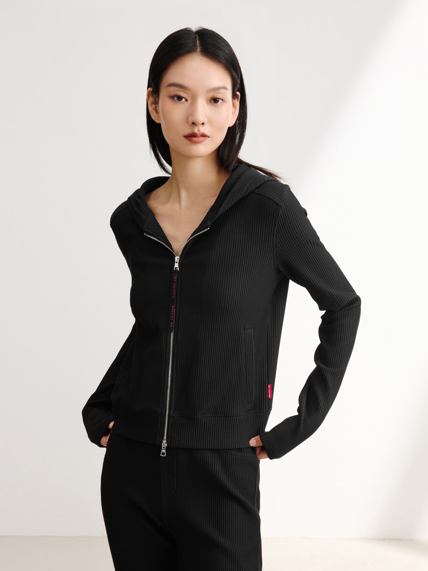 Slim Fit Long Sleeve Top | Black