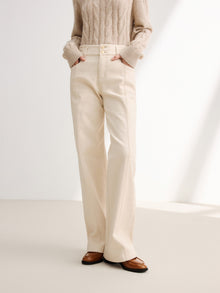 High-Waisted Wide-Leg Jean | Beige