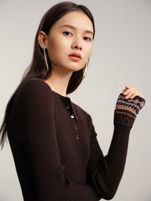 Yak Wool Ethnic Style Pullover | Brown