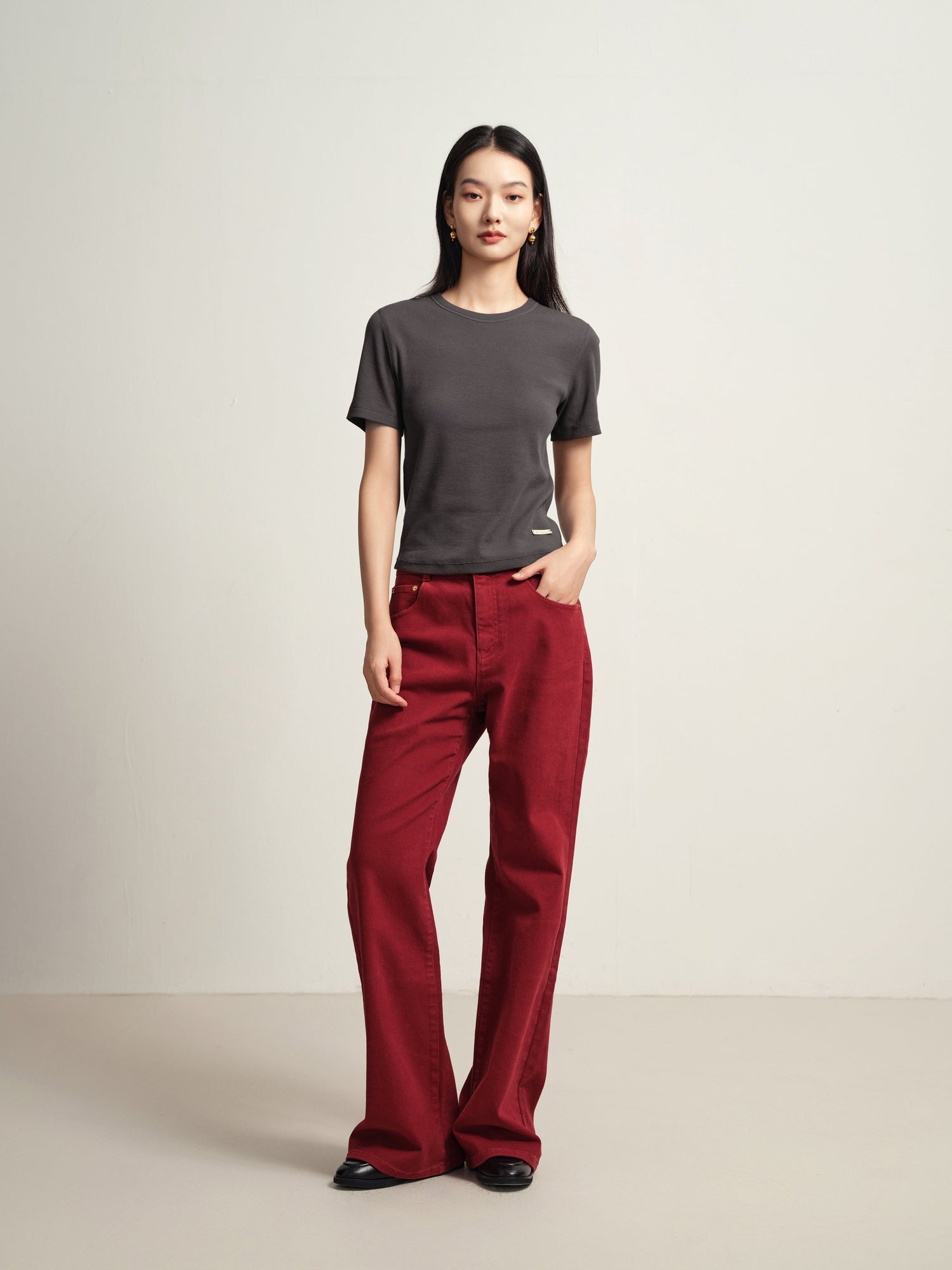 Slim Fit Pants | Red
