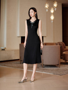 Pleated Triacetate Dress | Black