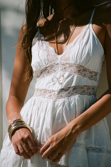 Zima Cotton Lace Bow Mini Dress | Optic White