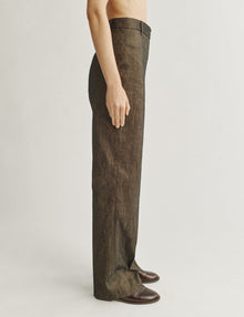 Womens | The Drop-Pocket Trousers in Striated Cotton | Oak