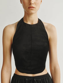 Womens | The Gilet in Textured Velvet | Black