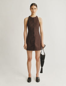Womens | The Lutz Dress in Cotton Sateen | Espresso