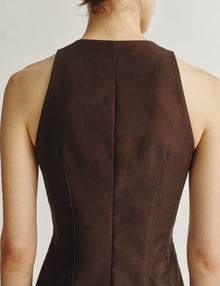 Womens | The Lutz Dress in Cotton Sateen | Espresso