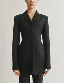 Womens | The Marlene Jacket in Structured Wool-Silk | Black
