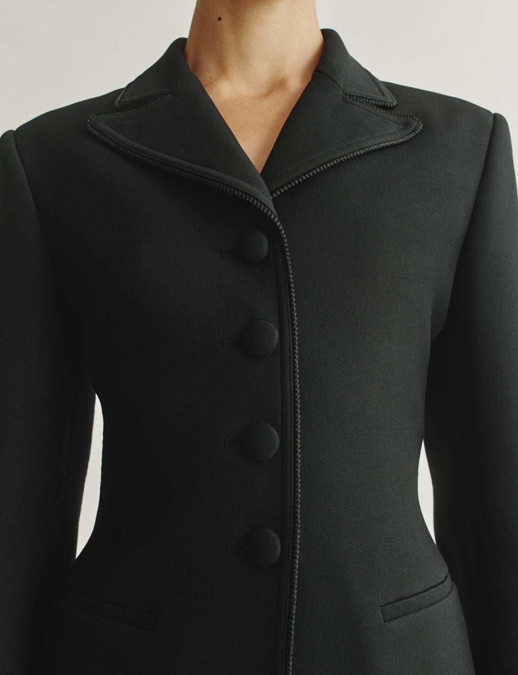 Womens | The Marlene Jacket in Structured Wool-Silk | Black