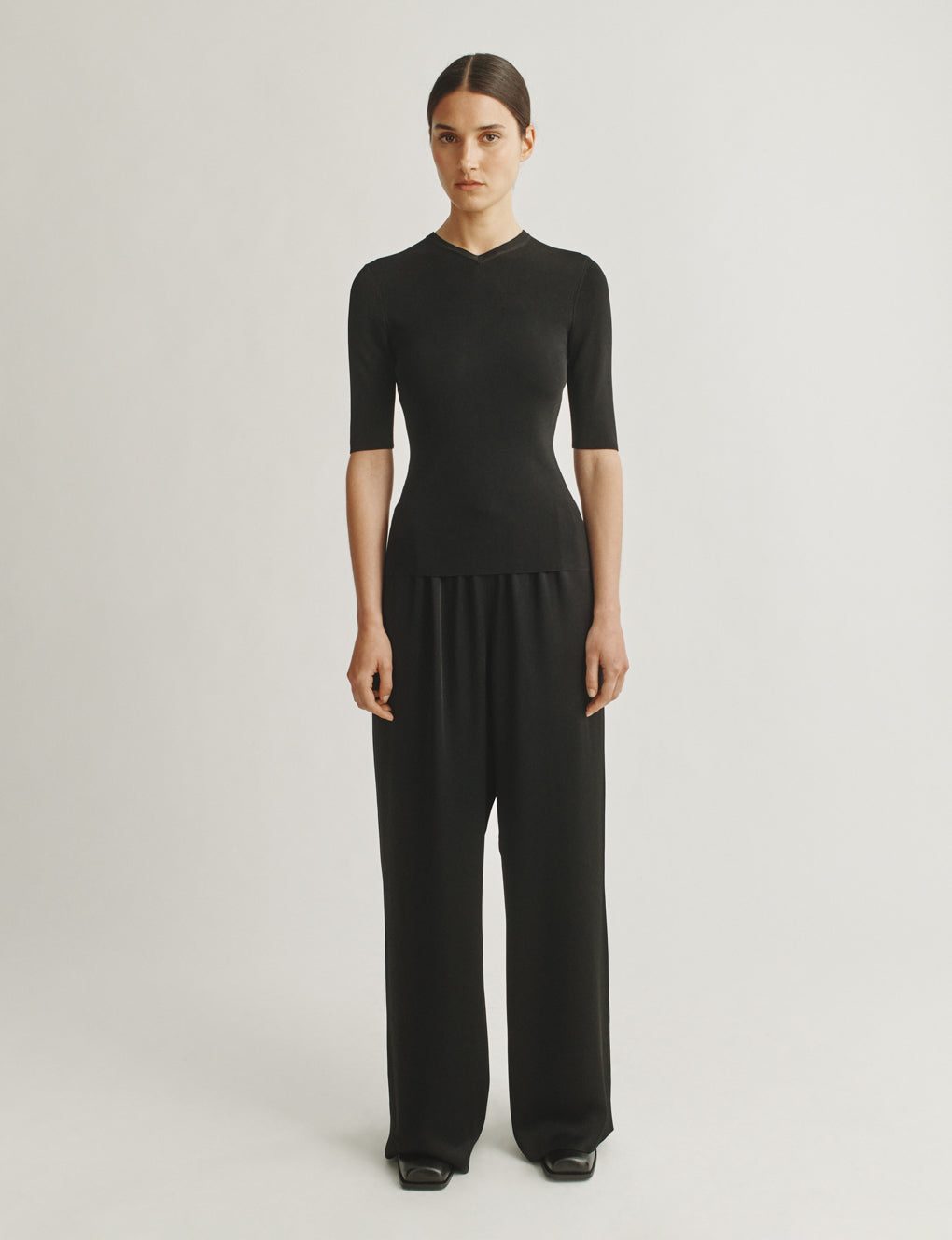 Womens | The Slouch Pants in Crepe-back Satin | Black