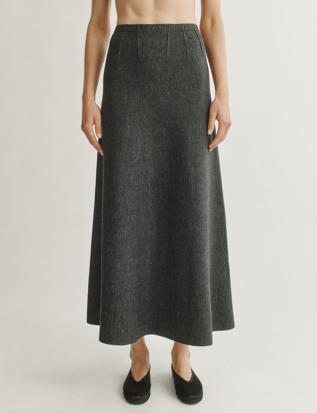 Womens | The Knit Corset Skirt in Wool-Silk Melange | Anthracite